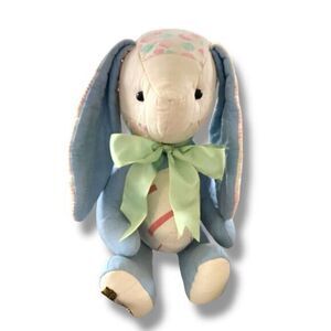 Vintage Handmade Bunny Patchwork Quilt Rabbit Keepsake Plush Articulated Easter
